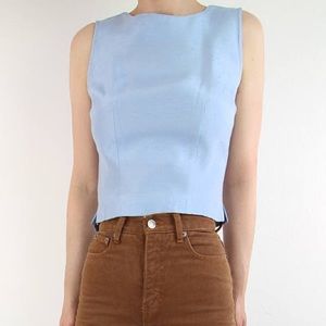 Vintage light blue raw silk tank top XS